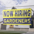 thumbnail image 2 of Now Hiring Gardeners 13 oz Heavy Duty Vinyl Banner Jobs Available Groundskeeper Help Wanted Sign for Business Advertising Indoor/Outdoor Single-Sided with Metal Grommets (1.5x5 ft, Ye & Bl), 2 of 6