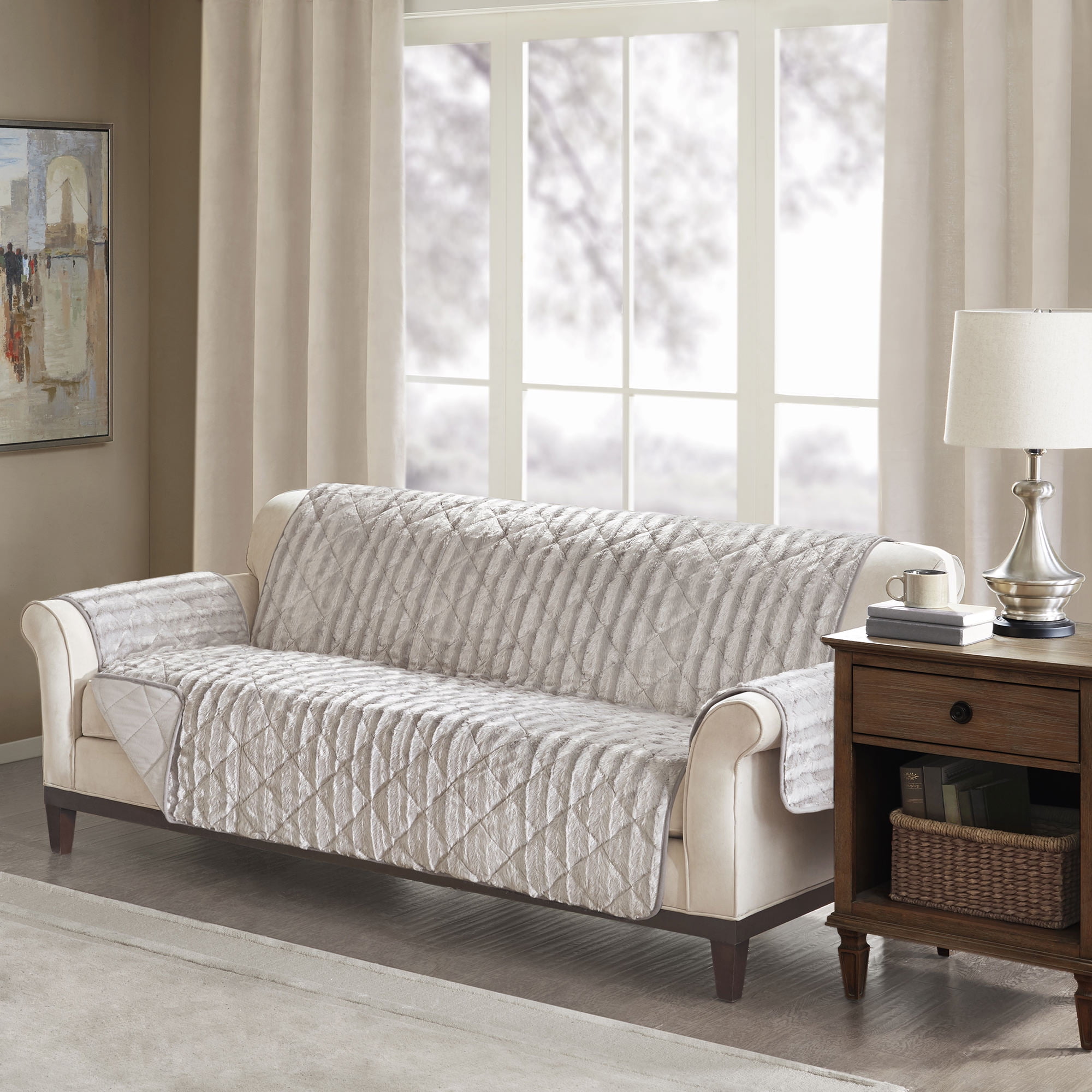 Home Essence York Reversible Ultra Soft Faux Fur Sofa Protector