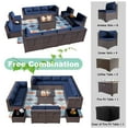 thumbnail image 4 of ALAULM 15 Piece Outdoor Patio Furniture Sectional Sofa with Gas Fire Pit Table and 55,000 BTU Firepit, Navy Blue/Brown, 4 of 7