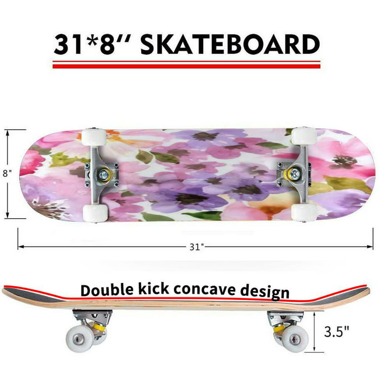 Watercolor floral bouquet, Skateboard Complete - Premium