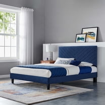 Modway Roxanne Performance Velvet Full Platform Bed in Navy