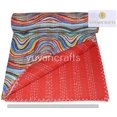 thumbnail image 2 of Yuvancrafts Vintage Multicolor Striped Patchwork Cotton Bedspread - Twin, 2 of 3