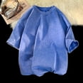 thumbnail image 2 of Lefu Mens Summer Short Sleeve Washed Solid T-shirt Fashion Basic Casual Streetwear, 2 of 9
