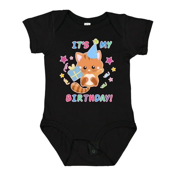 Inktastic Its My Birthday with Kitten Stars and Confetti Boys or Girls Baby Bodysuit