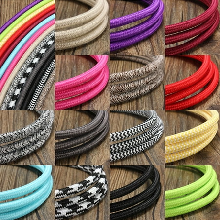 - 1M 3 Core Retro Vintage Color Twist Braided Fabric Cable Wire Electric Light Lamp for Home Decor,Cafe Decor,Restaurant Decor DIY Lighting