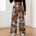 thumbnail image 2 of zaveiop Camo Pants Women Baggy Fleece Y2K Camouflage Cargo Pants High Waisted Wide Leg Drawstring Jogger Sweatpants (Coffee, S), 2 of 9