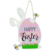 AuldHome Design Easter Bunny Door Hanger Sign, Spring-Themed 3D Door Decor and Wall Art