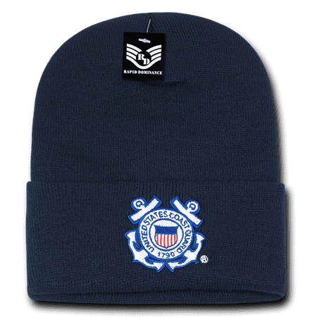 Military Coast Guard - Rapid Dominance US Coast Guard Logo (Navy) - Embroidered US Military Beanies Beany For Men Women Cuffed Long Knit Caps Hats