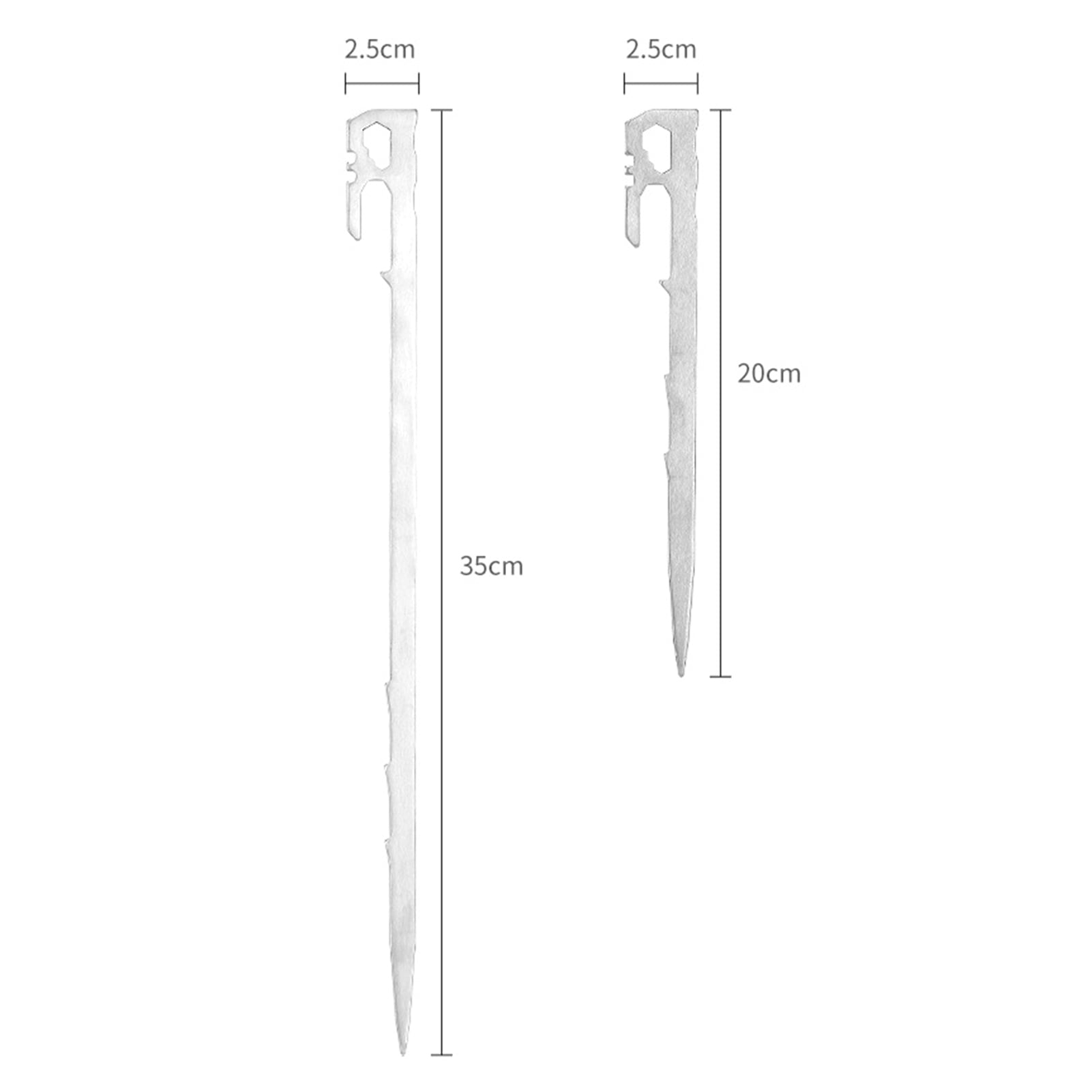 YIFAEUX 6Pcs 20/35CM Camping Tent Stake Heavy Duty Stainless Steel Multi-functional Outdoor Garden Yard Tarp Canopy Windproof Ground Spike Metal Tent Peg
