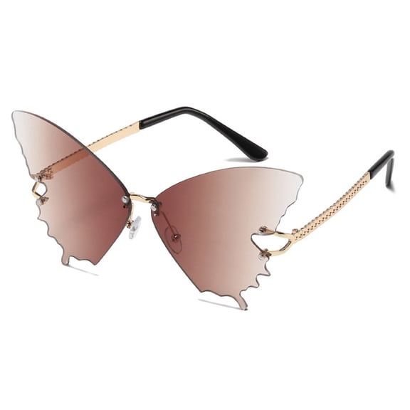 Lilgiuy Women's Butterfly Sunglasses Summer Fashion Oversize Rimless Hawaiian Sun Protection Glasses Glam Gifts for Her