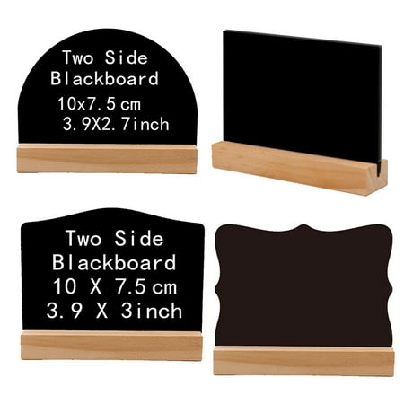 12Pcs Petite Tableau Noir Mini Ardoise Rectangle Bois Blackboard Ardoise Etiquette Marque Table Signes Avec Craie Effaceur Pour - Maison