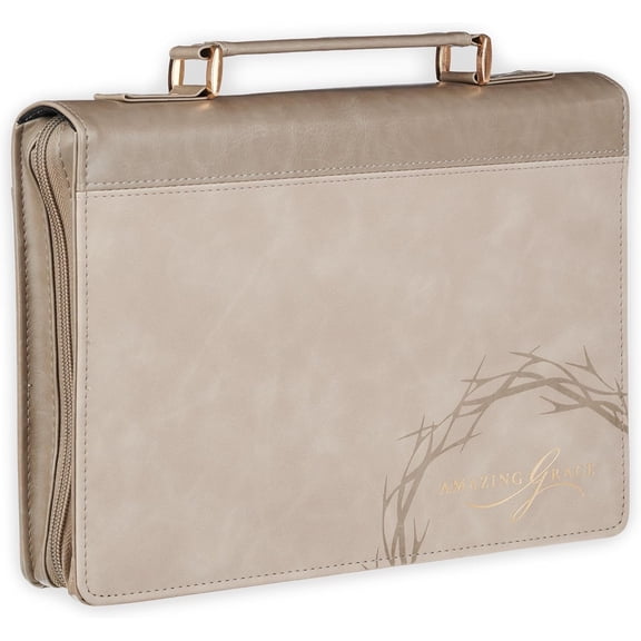 AMAZING GRACE TAUPE CROWN OF THORNS LARGE FASHION Bible Cover