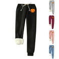 thumbnail image 2 of Winter Savings Clearance!Women's Fleece Lined Sweatpants with Pockets Winter Warm Thermal Fleece Lined Drawstring Sweatpants Pumpkin Print Halloween Fleece Jogger Pants Fuzzy Halloween Pajama Pants, 2 of 5