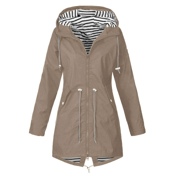 50% Off Clear!Tuscom Winter Long Coats for Women Solid Rain Jacket ...
