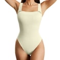 thumbnail image 2 of sunsanly Women Summer Bodysuit Square Neck Sleeveless Skinny High Elasticity Thread Tight Waist Tummy Control Backless Solid Color Soft Breathable Lady Playsuit, 2 of 8