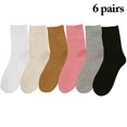 thumbnail image 2 of Chaussettes Mi-Mollet d'Automne Chaudes 6 Paires Chaussettes de Robe Unies Chaussettes en Coton pour Femmes, 2 of 10