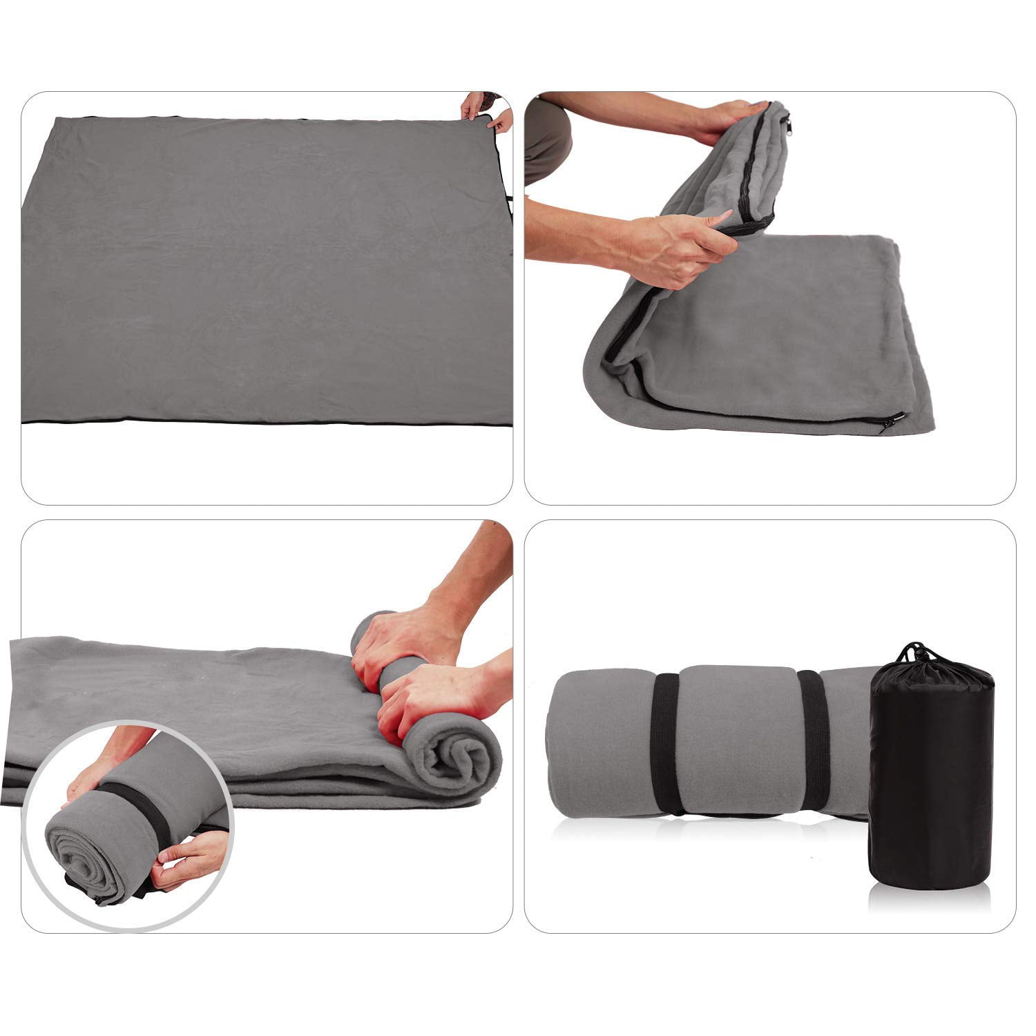 REDCAMP Fleece Sleeping Bag Liner for Adult Warm Weather, Full Sized Zipper Backpacking Blanket for Outdoor Camping or Indoor Used with Sack