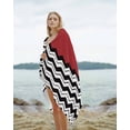 thumbnail image 2 of Black White Chevron Beach Towels Oversized Super Absorbent, Geometric Red Sea Wavy Striped Lightweight Bath Towel Quick Dry Sets For Bathroom/Pool/Rv Camping/Beach Play/Gym Room/Picnic 35"x70", 2 of 8
