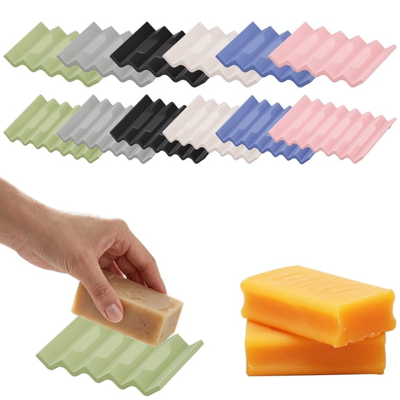 DUOYOU Silicone Soap Dish Self Draining Soap Holder With Wave Raised Design For Shower Bathroom Sink Bar Soap Tray Travel Home Camping Accessory Organizer