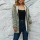 thumbnail image 4 of Chaqueta de Lana Difusa para Mujer Cremallera de Manga Larga Abrigo cálido con Capucha Retro Suelto para Mujer con Bolsillos para otoño e Invierno OD Green S, 4 of 8