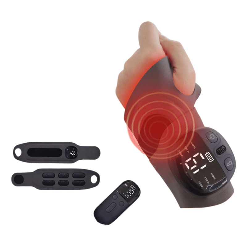 Digital Handheld Wrist Massager with 3 Heating Modes and 19 Pulse Intensities, Versatile Left or Right Hand Wrist Support with 6 Modes, Portable Rechargeable Body Care Tool