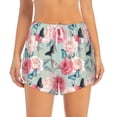thumbnail image 2 of Pofeuu Roses and Butterflies Print Women's Athletic Shorts Running Workout Shorts Tummy Control Quick Dry Gym Shorts with Pockets Double layer sports shorts-Large, 2 of 7