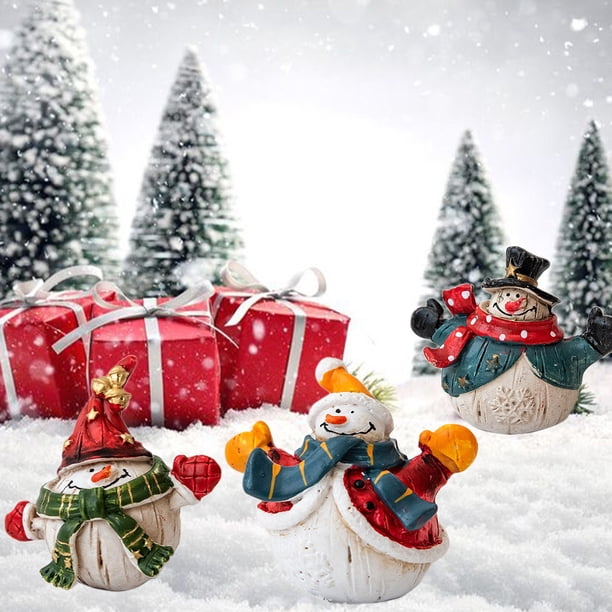 Fiudx Juego de Figuras de Muñeco de Nieve Navideño, Decoración Festiva de Mesa, Resina Colorida, Centros de Mesa para La Repisa de La Chimenea, Tamaño Compacto, Ideal para Decoraciones Navideñas, 4,5