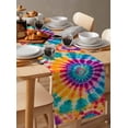 thumbnail image 6 of Boanket Colorful Tie-Dye Table Runner - 60 Inch Long, Kitchen Dining Table Runner Dresser Scarves, Ethnic Modern Abstract Watercolor Farmhouse Decor for Coffee Tables Wedding Party Banquet, 6 of 8