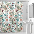 thumbnail image 2 of Blue Red Floral Shower Curtain, Watercolor Abstract Paisley Bohemia Texture Waterproof Shower Curtain Set with 12 Hooks Lightweight Bath Curtains Fabric Bathroom Decor 72x78 Inches, 2 of 9