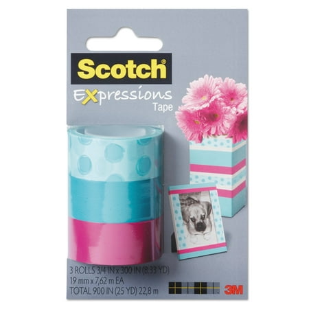 Scotch Expressions Magic Tape, 3/4" x 300", Assorted Circles, 3/Pack