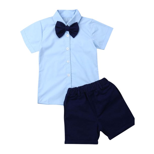 Pudcoco Pudcoco Toddler Baby Boy Formal Suit Dress Shirt+Shorts Pants