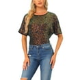 thumbnail image 1 of Camisa de lentejuelas INSPIRE CHIC para mujer, blusa brillante de manga dolman oversize, XL, multicolor, 1 of 6