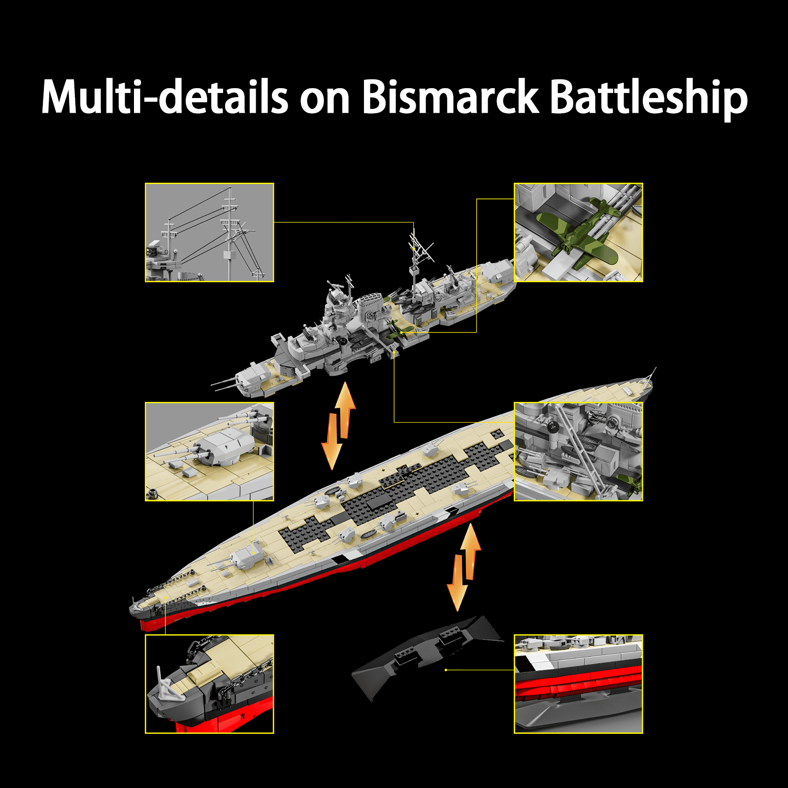 muuchuuBismarck Battleship Building Set for Adults, 1:300 Warship Model Building Kit, Realistic WW2 German Military Battleship Building Toy, Perfect Boys Girls Gifts & Collector Display (2686 PCS)