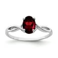 thumbnail image 1 of Solid 14k White Gold 7x5mm Oval Garnet January Red Gemstone Checker Engagement Ring Size 5.5, 1 of 2