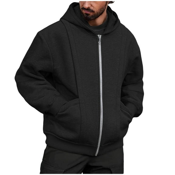 Generic Mens Fleece Sweatshirts Full Zip up Drawstring Hoodies Casual Long Sleeve Athletic Pullovers with Pockets 2026 Trendy