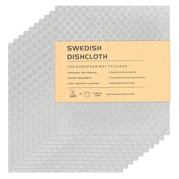 Uxcell 10-Pack Swedish Dishcloths for Kitchen, 7"x8" Wood Pulp Cellulose Reusable Paper Towels Washable Non-Scratch Rags [Gray]