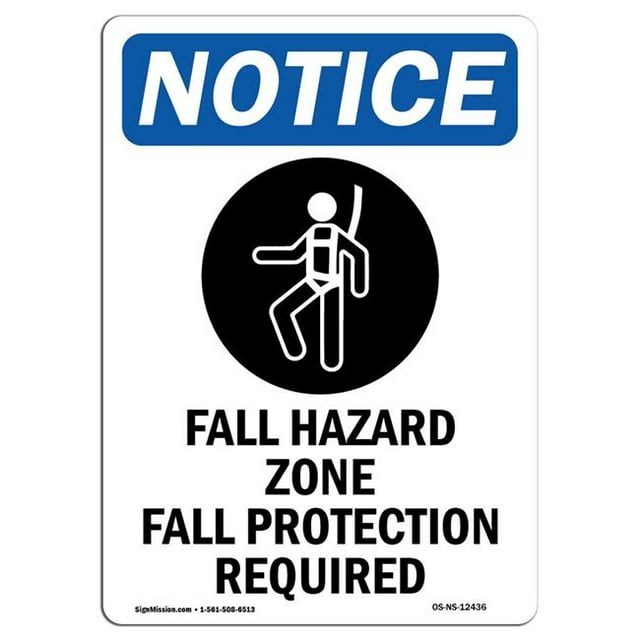 SignMission OS-NS-A-1218-V-12436 Panneau de Signalisation de 12 x 18 Po - Chute de Zone Dangereuse