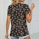 thumbnail image 4 of Blusa estampada de encaje de guipur Blusa de guipur de manga corta con pétalos y escote en V para mujer que sale con flor de cerezo XL, 4 of 6
