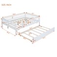 thumbnail image 3 of Full Daybed Frame, Wooden Sofa Bed Guest Bed with Trundle, Full Floor Bed Fence Bed, Dual-use Full Size Platform Bed Frame, for Living Room Bedroom, No Box Spring Needed, White, 3 of 7