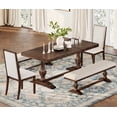 thumbnail image 5 of WAMPAT 5-pieces Farmhouse Dinning Table for 6-8,74.8" Kitchen Table Set with 2 Benches and 2 Chairs,Solid Wood Legs and Cushion Seat for Kitchen & Living Room,Rustic Brown, 5 of 8