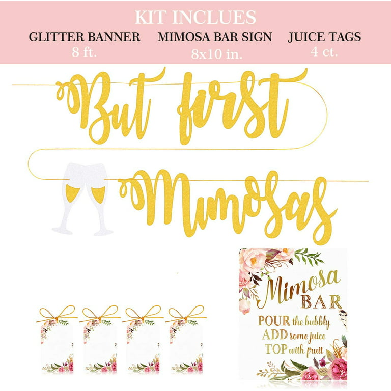 Mimosa Bar Decorations Kit, Mimosa Bar Sign Banner Tags Suppliers by  Hombae, Gold Straws Bubbly Bar for Birthday Party, Bridal Shower, Baby  Shower