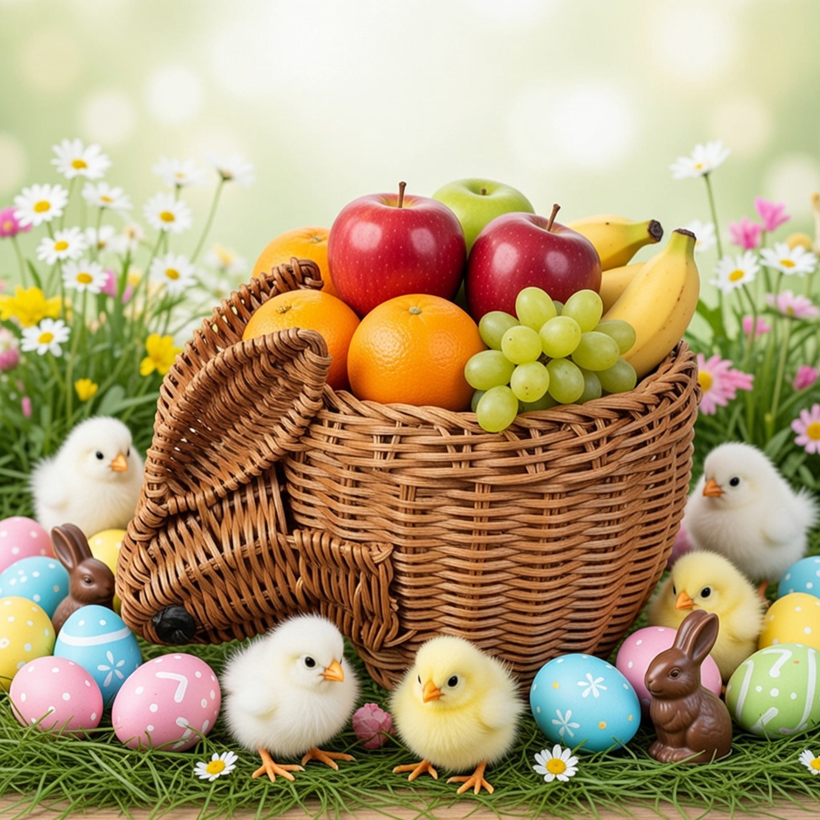 Lunxisen 1 Pcs Easter Bunny Woven Storage Basket Multifunctional Organizer for Home Decor and Snack Storage