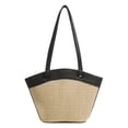 thumbnail image 1 of Bolso de mano tejido de paja para mujer, bolsos de playa trenzados de verano, bolso de mano de gran capacidad con asa superior, bolso de mano Vintage de retazos para ir de compras, 1 of 8