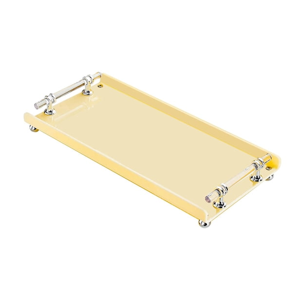 Bandeja rectangular con asas para servir, bandeja decorativa para aperitivos, almacenamiento de joyas Amarillo L