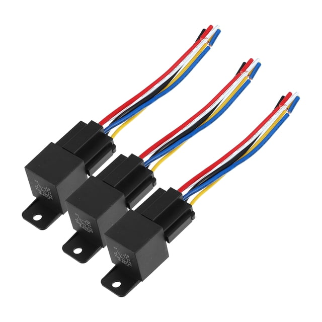Unique Bargains 3 Pcs DC 36V 40A SPDT Automotive Car Relay 5 Pin 5 Wires with Harness Socket Plug