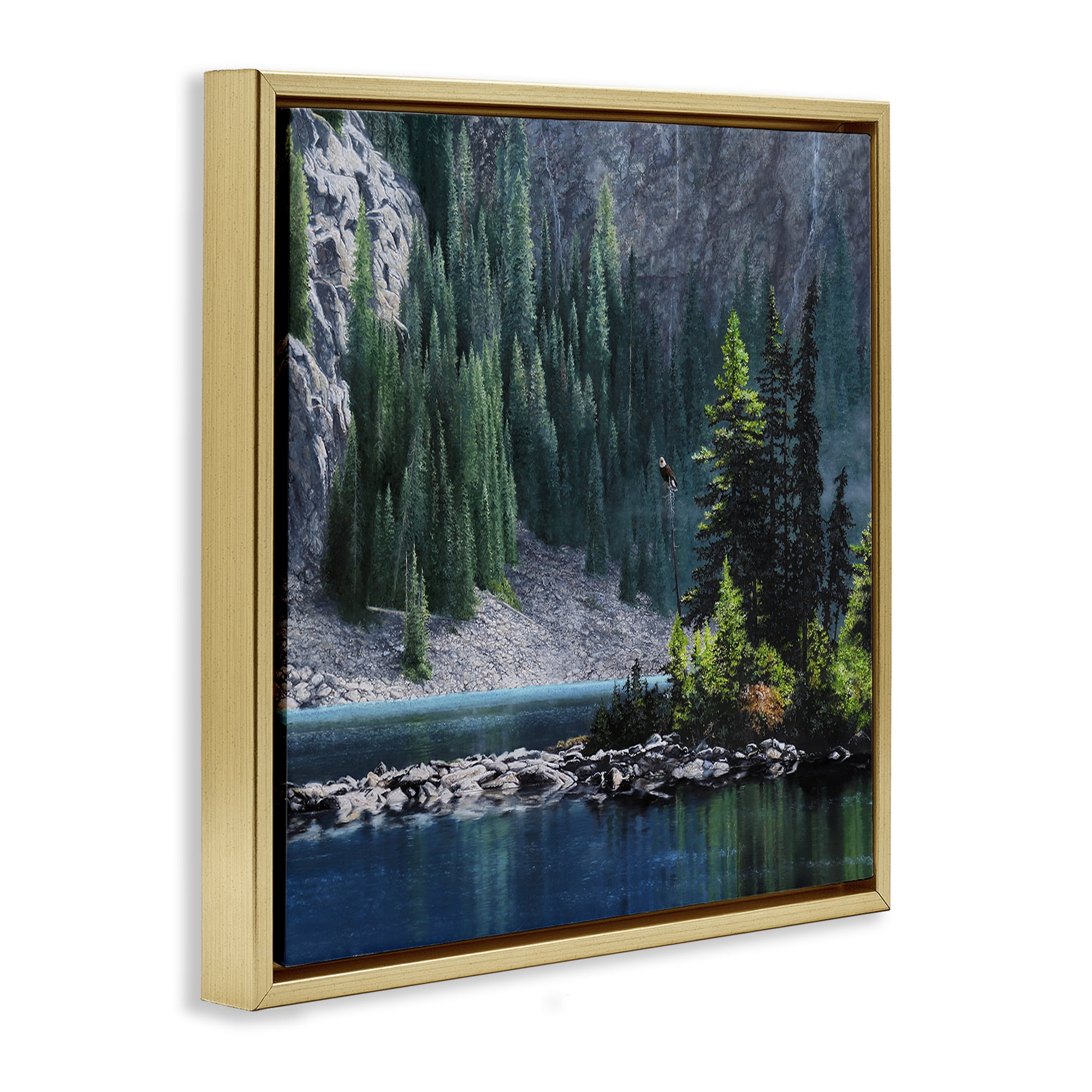 Stupell Industries Tree Spires in Nature Landscape & Nature Photography Gold Floater Framed Canvas Art Print Wall Art, 18 x 18