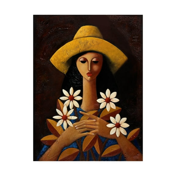 Trademark Fine Art 'Five Daisies' Canvas Art by Oscar Ortiz