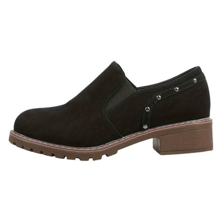 OJSFQUFP Non Slip Shoes for Women Women Shoes Thick Heel Thick Soled Short Boots Fashionable One Foot Outdoor Casual Short Boots Dress Boots for Women Black 41