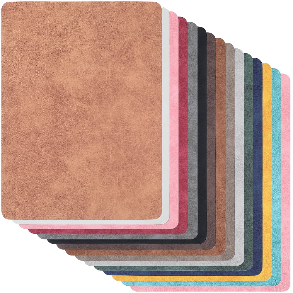 15Pcs 15 Colors PU Leather Fabric Craft Supplies Rectangle Mixed Color 280x205x0.7mm 1pc/color