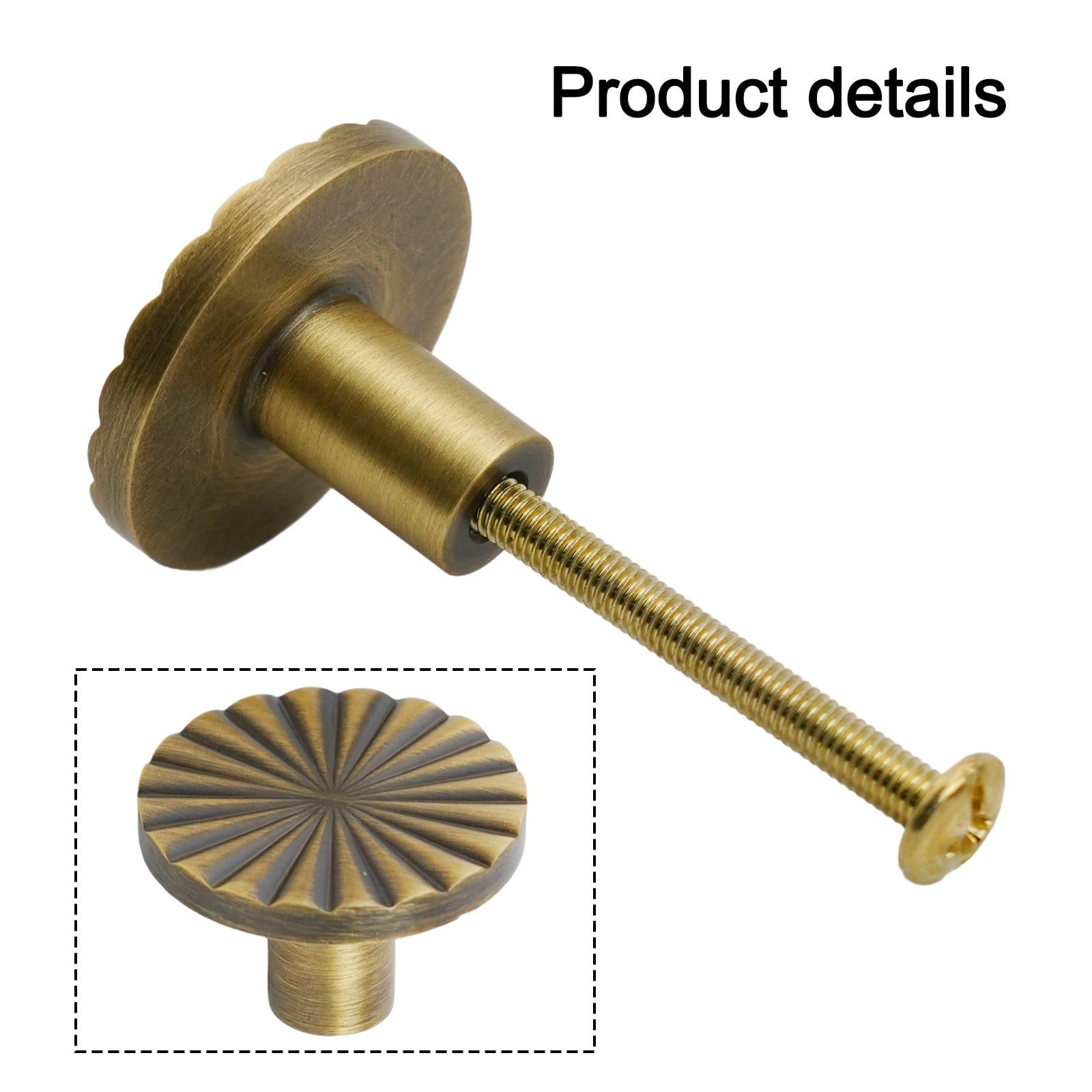 Antique Brass Cabinet Handles 1.2" Diameter With Round Flower Pattern Smile Home